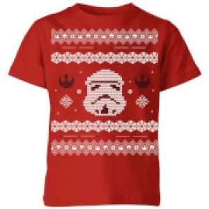 Image of Star Wars Stormtrooper Knit Kids Christmas T-Shirt - Red - 7-8 Years