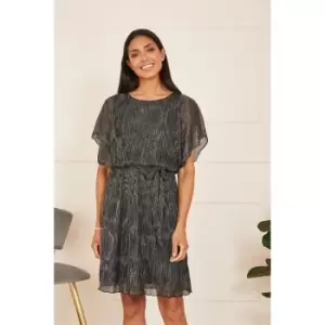 Image of Mela London Black Sparkle Kimono Sleeve Skater Dress - Black