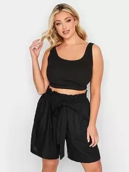 Image of Yours Paper Bag Waist Short Black, Size 18, Women