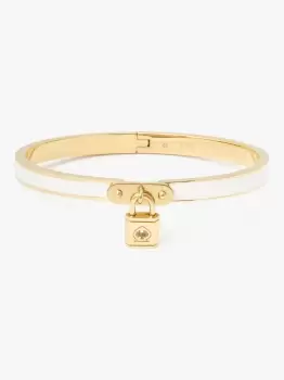 Image of Lock And Spade Charm Bangle - White. - One Size