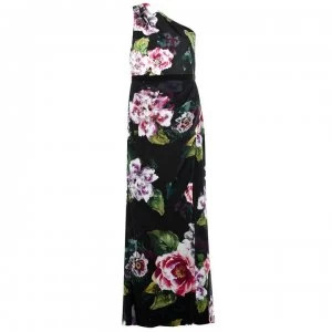 Image of Adrianna Papell One Shoulder Floral Dress - Black Multi