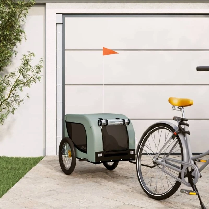 Image of VIDAXL Vidaxl - Pet Bike Trailer Grey and Black Oxford Fabric and Iron 8720845770921