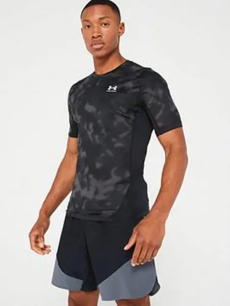 Image of Under Armour Mens Training HeatGear&reg; Armour Printed T-Shirt - Black/White Size M Men