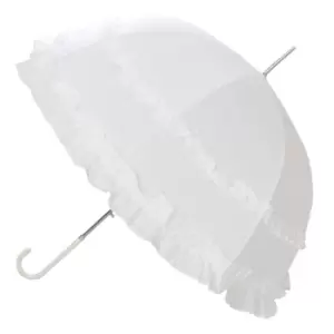 Image of X-Brella Womens/Ladies Double Frill Wedding Umbrella Stick (One Size) (White)