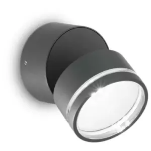 Image of Ideal Lux Omega Round Single Spotlight Anthracite IP54 3000K