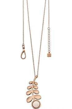 Image of Ladies Orla Kiely Rose Gold Plated Leaf & Stone Necklace N4016
