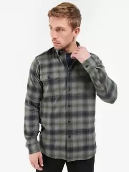 Image of Barbour International Hatch Check Long Sleeve Shirt - Green Size M Men