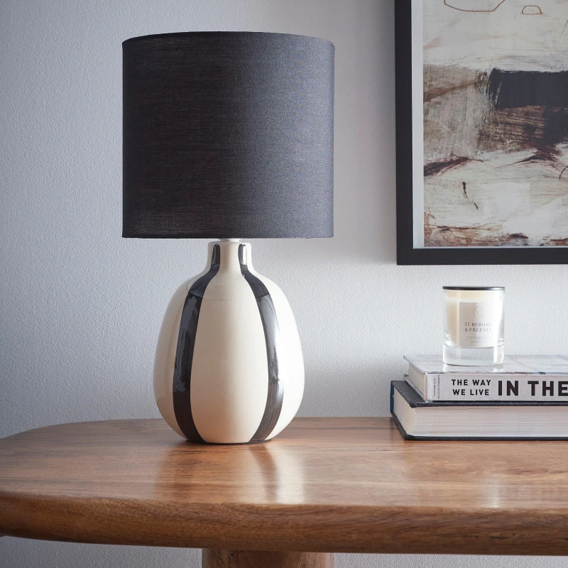 Image of K Living Toga Black Stripe Ceramic Table Lamp Black unisex One Size