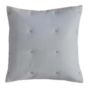 Image of Gallery Interiors Cotton Stitch Cushion in Silver White