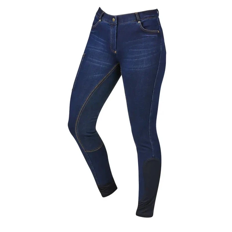 Image of Dublin Shona Denim Suede Seat Breeches Dark Blue