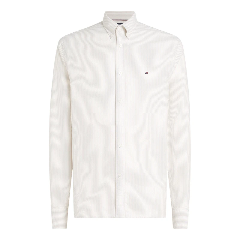 Image of Tommy Hilfiger CORE 1985 FLEX OXFORD STRIPE SHIRT Sandalwood 0AA male S