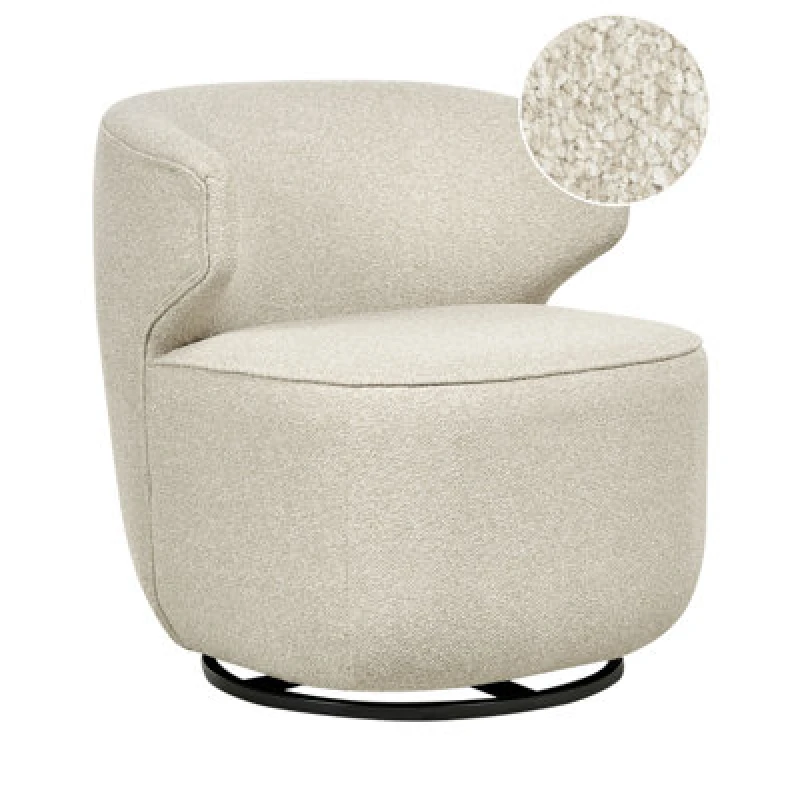 Image of Beliani Swivel Armchair Boucle Light Beige Molleby