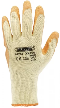 Image of DRAPER 10 x Orange Heavy Duty Latex Coated Work Gloves - Extra Large 82751