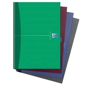 Image of Oxford A4 Office Essentials 192 Pages 90gsm Casebound Hard Cover Smart Ruled Notebook Assorted Colours Pack of 4