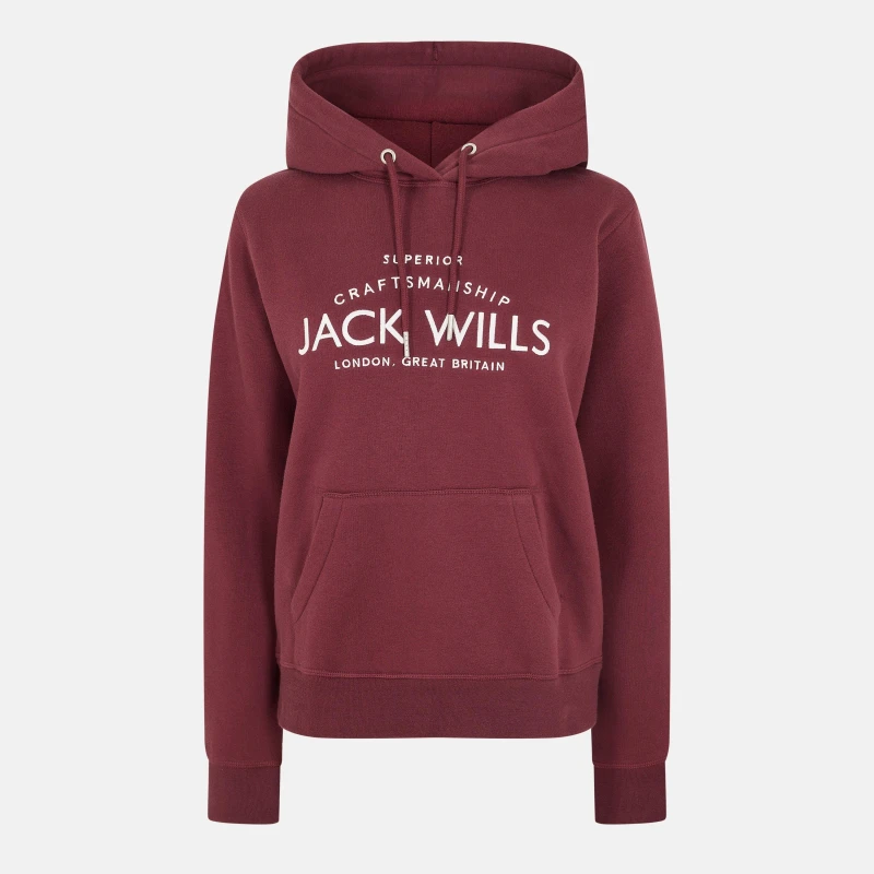Image of Jack Wills Hunston Graphic Logo Hoodie Burgundy female 8 (XS)