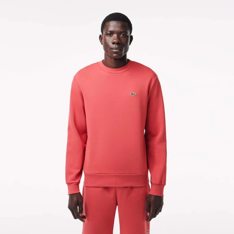 Image of Lacoste Fleece Crewneck Sweatshirt - Red Red XS
