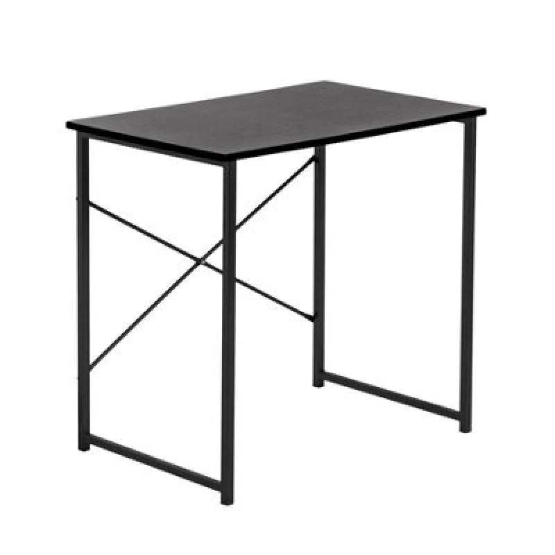 Image of Harbour Housewares Wooden Computer Desk - Black/black - PC Computer Workstation Laptop Tubular Steel Compact Wooden Office Desk