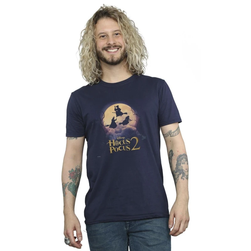 Image of Disney Men Hocus Pocus Witches Flying T-Shirt in Navy Size: Small Navy S Male 5063283802674