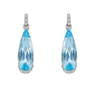 Image of Blue Topaz Teardrop White Gold with Diamonds Earrings GE2385T
