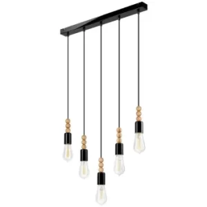 Image of Simon Cluster Pendant Ceiling Light Black, 5x E27