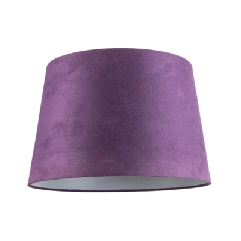 Image of Happy Homewares Deep Purple Velvet 12" Drum Lamp Shade With White Cotton Inner