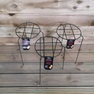 Image of Pack of 3 Tom Chambers Urban Dark Green Metal Herbaceous Garden Plant Support Grow Through Small 40cm x 20cm