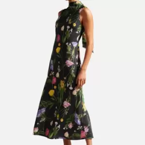 Image of Ted Baker Addilin Floral Tie Neck Midi Dress - UK 14