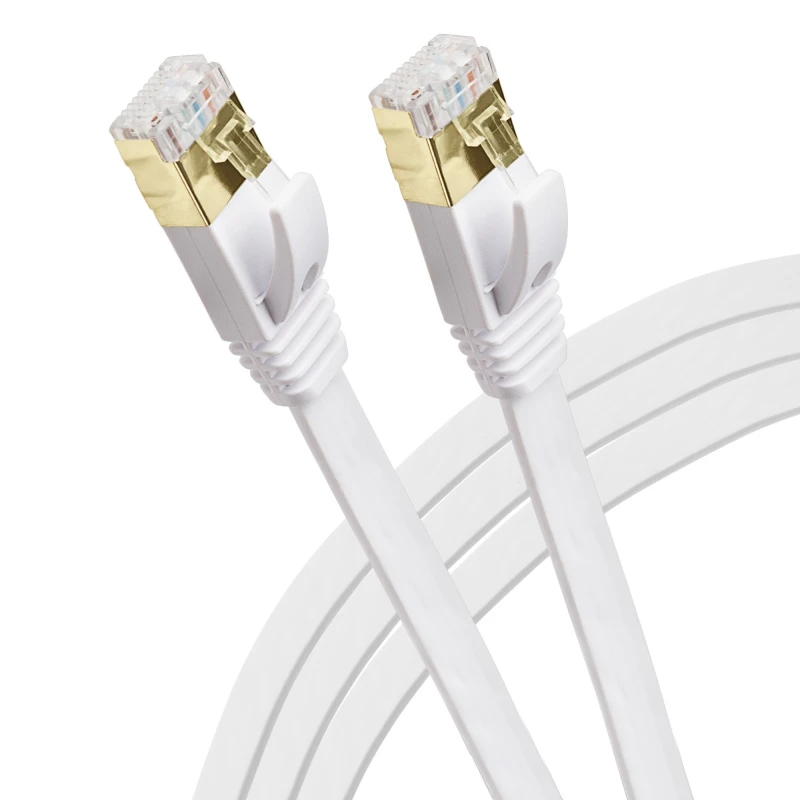 Image of Maplin RJ45 CAT7 Flat Ethernet LAN Cable - White - 50m