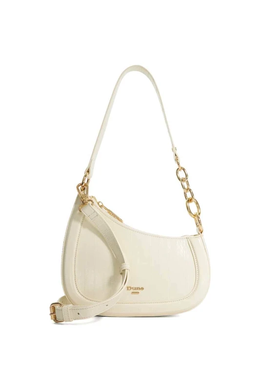 Image of Dune London Womens 'Direction' Leather Shoulder Bag in Ecru Ecru Female One Size