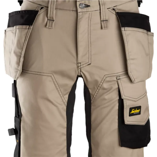 Image of Snickers AllroundWork Stretch Shorts Holster Pockets - Khaki/Black - 64