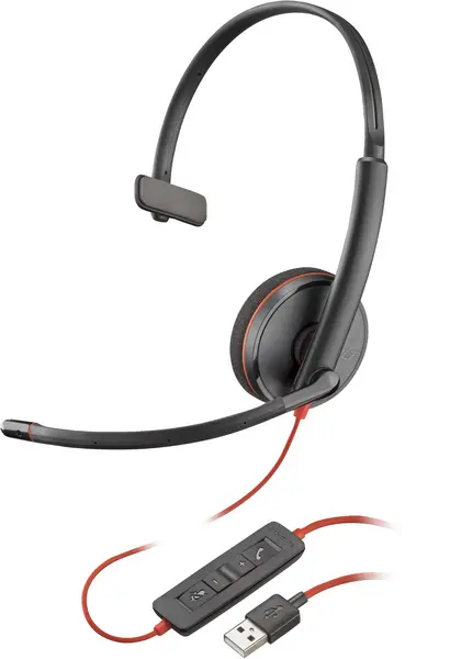 Image of HP POLY Blackwire C3210 USB-A Black Headset (Bulk). Product type: Headset. Connectivity technology: Wired. Recommended usage: Office/Call center Cable