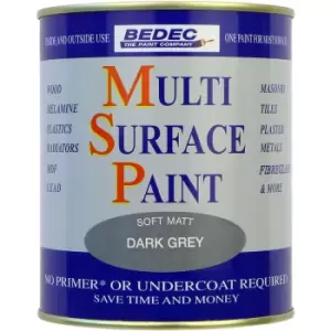 Image of Bedec Multi Surface Paint Matt Dark 750ml in Grey Plastic