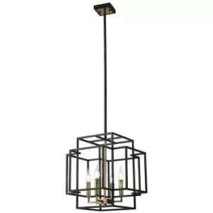 Image of Luminosa Lighting - Luminosa Delaware Ceiling Pendant, 4 Light E14, Black, Gold