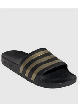 Image of Adidas Adilette Aqua Slides - Black/Gold