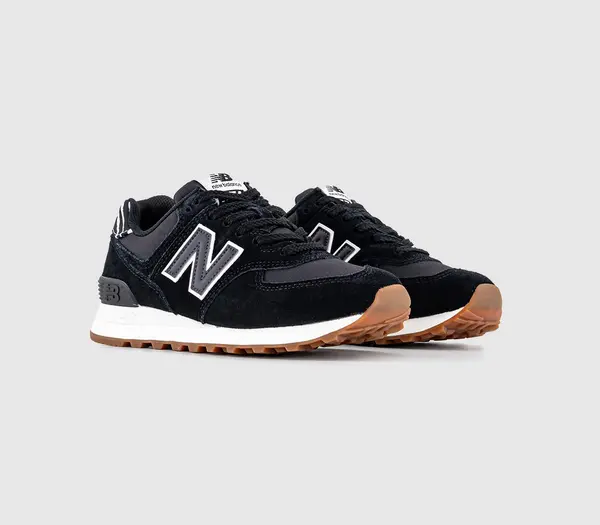 Image of New Balance 574 Trainers Black White Zebra Gum, 3