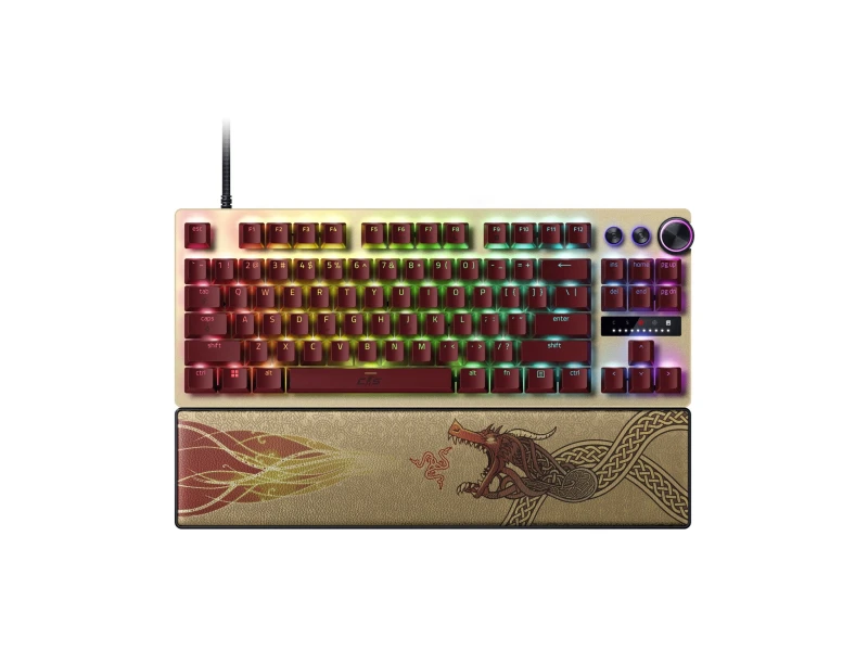 Image of Razer Razer Huntsman V3 Pro Tenkeyless keyboard Gaming USB QWERTY UK International Gold, Yellow RZ03-04982100-R3M1