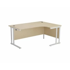 Image of TC Office Start White Cantilever Frame Right Hand Crescent Desk 1600x1200mm, Maple