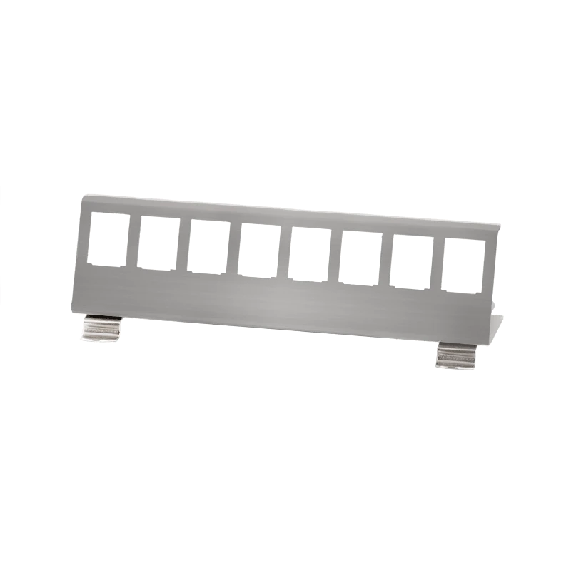Image of LogiLink DIN rail holder for 8 keystone modules. stainless steel