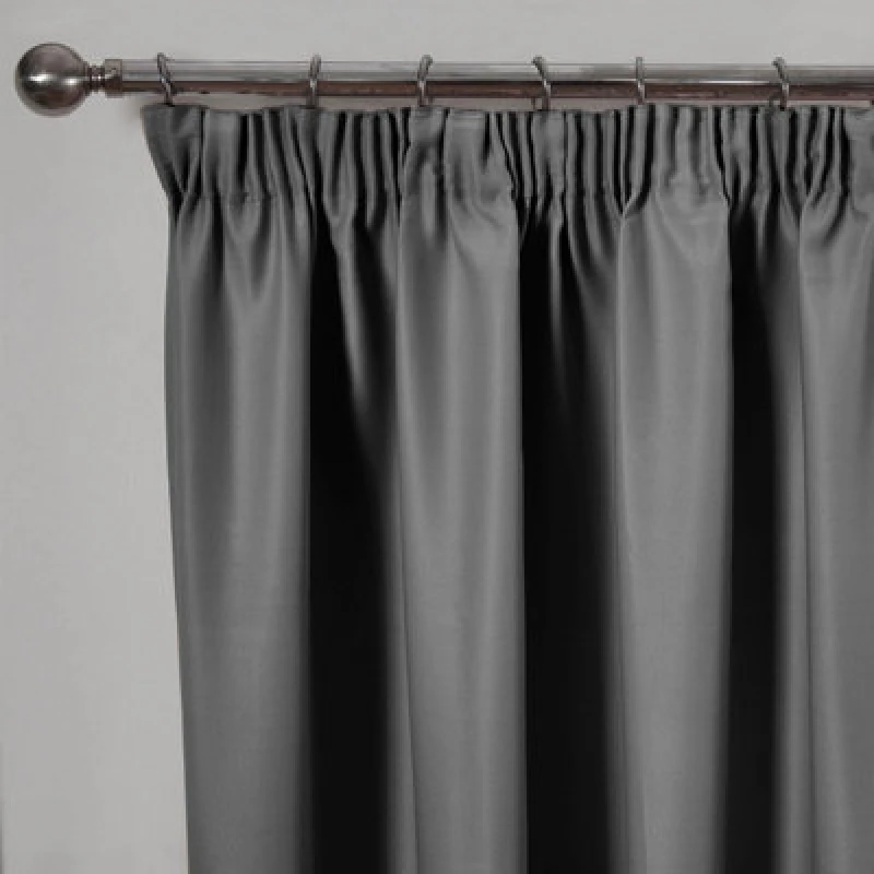 Image of OHS OHS Pair of Ready Made Thermal Pencil Pleat Blackout Curtains in Charcoal Size: 167cm width x 183cm drop Charcoal 167cm width x 183cm drop Unise