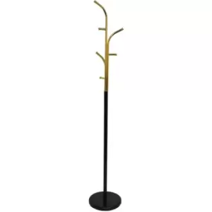 Image of Watsons - Metal Freestanding Coat Stand With Curved Hooks - Black / Gold - Black / Gold