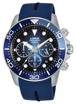 Image of Lorus Mens Chronograph Blue Dial Blue Silicone Strap Watch