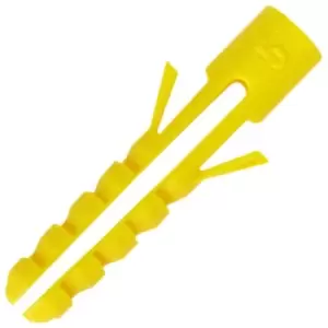 Image of Fischer Plastic 5mm Wall Plugs - Pack of 100 - Yellow