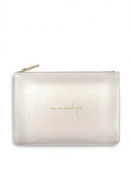Image of Katie Loxton Perfect Pouch You Are Wonderful Metallic White 16 X 24Cm