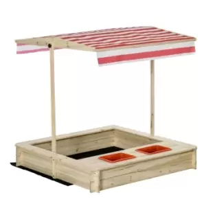 Image of Outsunny Kids Wooden Sand Pit Children Sandbox With Adjustable Canopy Shade