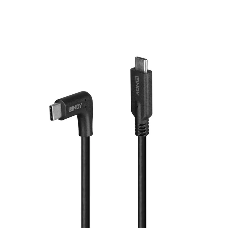 Image of Lindy 1.5m USB 3.2 Type C Cable. 90° Right Angle. 10Gbps