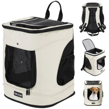 Image of Pet Backpack Dog Backpack Transport Bag For Dogs and Cats With Leash and Waist Belt Beige - Cadoca