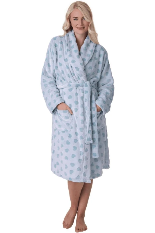 Image of Camille Luxurious Supersoft Printed Bathrobe Aqua