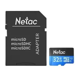 Image of Netac P500 32GB MicroSDHC Card with SD Adapter, U1 Class 10, Up to 90MB/s