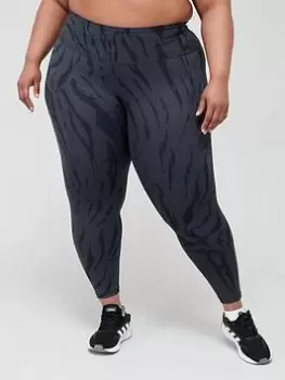 Image of adidas Optime Training Icons Printed 7/8 Leggings (Plus Size) - Grey/Black, Grey/Black, Size 2X, Women