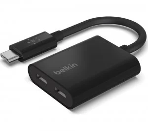 Image of BELKIN F7U081btBLK Dual USB Type-C Audio and Charge Adapter